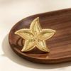 18K Gold Plated Stainless Steel Starfish Ring - Open & Adjustable, Retro Exaggerated Design