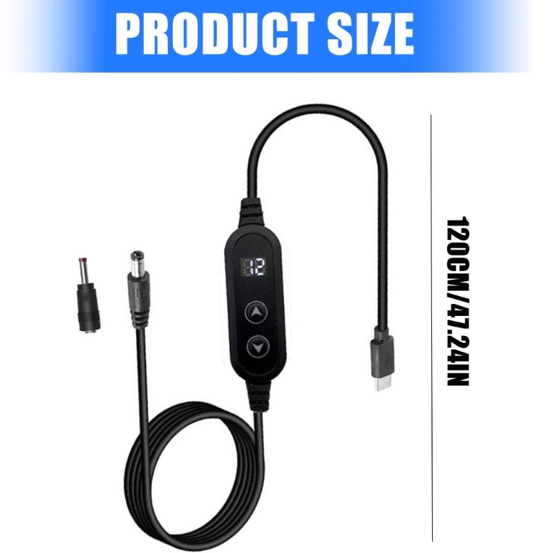 Adjustable Voltages USB C To Dc5525 Charging Cable With 1Connector Tip For PD Fast Charging 5V9V12V15V20V Output Adapter Cord