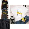 Stylish Women Floral Daisy Printed Basic T-shirt Versatile Short Sleeve Blouse For Casual Wear