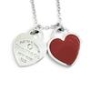 Geweldige TIFFANY&Co. Ketting Rode Mini Dubbel Hart Tag 1P Diamant 925 Zilver AG925 Gebruikt