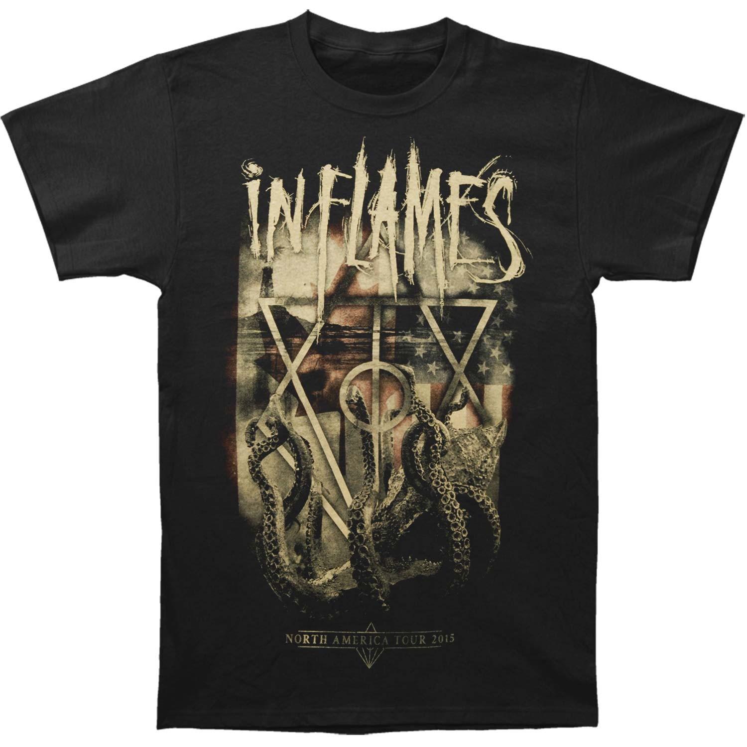 

Men s In Flames Octopus 2015 Tour T-Shirt Mens Womens Tees Top Black S