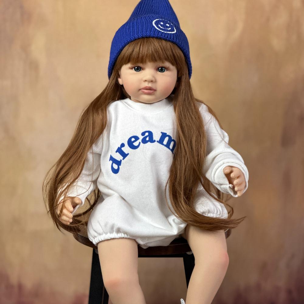 

BZDOLL 60cm 24inch Like Real Soft Vinyl Reborn Baby Vinyl Doll Princess Toddler Babies Child Birthday Gift Girls Play House cloth body doll