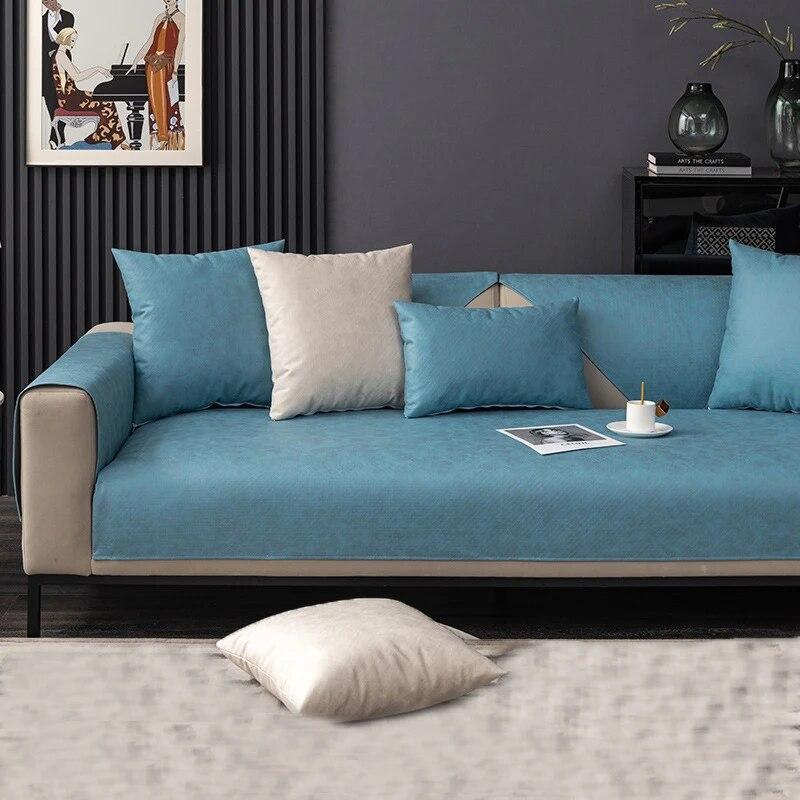 Wodoodporna Mata na Sofę na Cały Sezon Jednolity Kolor Antypoślizgowa Salon Nieprzywierająca Wełna Odporna na Zadrapania Kota Pokrowiec na Sofę