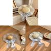 Forest Style Straw Hat With Large Brim And Pearl Butterfly Bow For Summer Beach Sun Protection