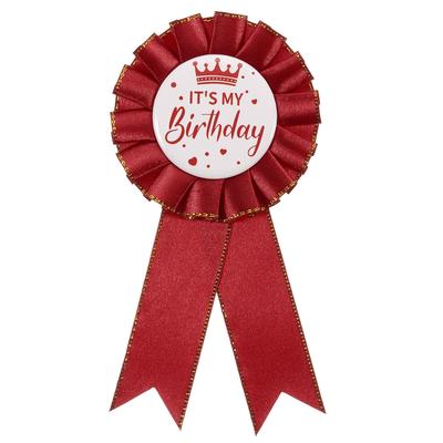 PATIKIL My Birthday Pin, 5.9"x2.8" Tin Ribbon Badge Pin with Satin Fabric Ribbon for Birthday Party Decorations, for Women, Men, Adults, Girls, and