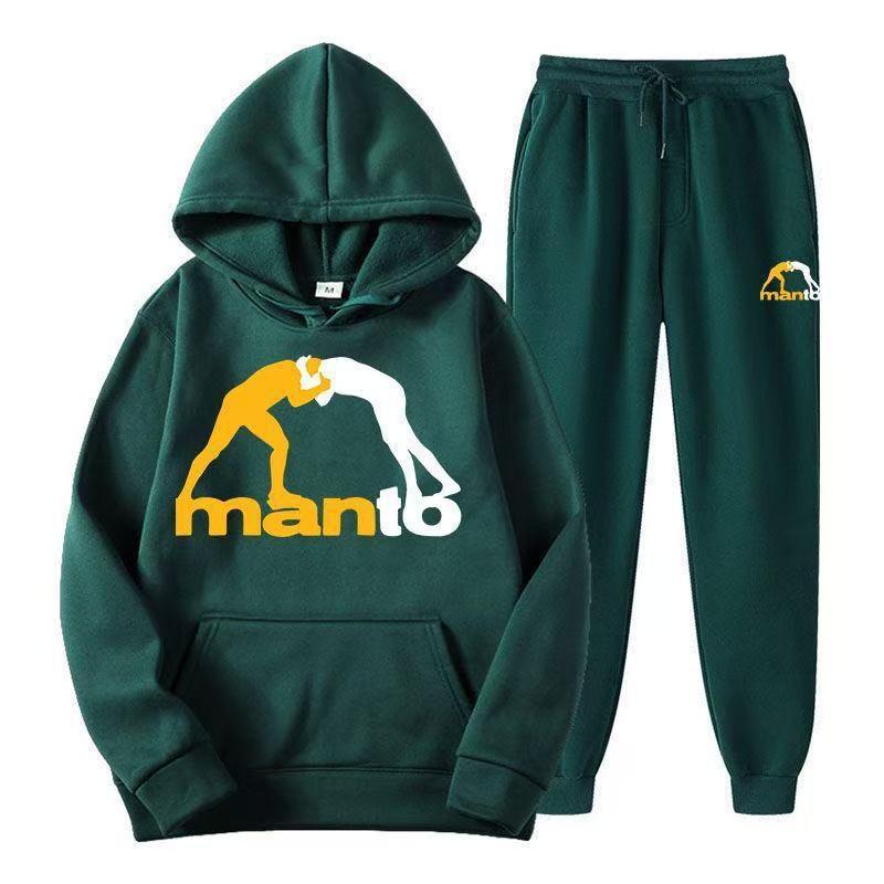 Mens Fleece Hoodie Tracksuit Long Sleeve Athletic Casual BJJ Training Set S-XXXL