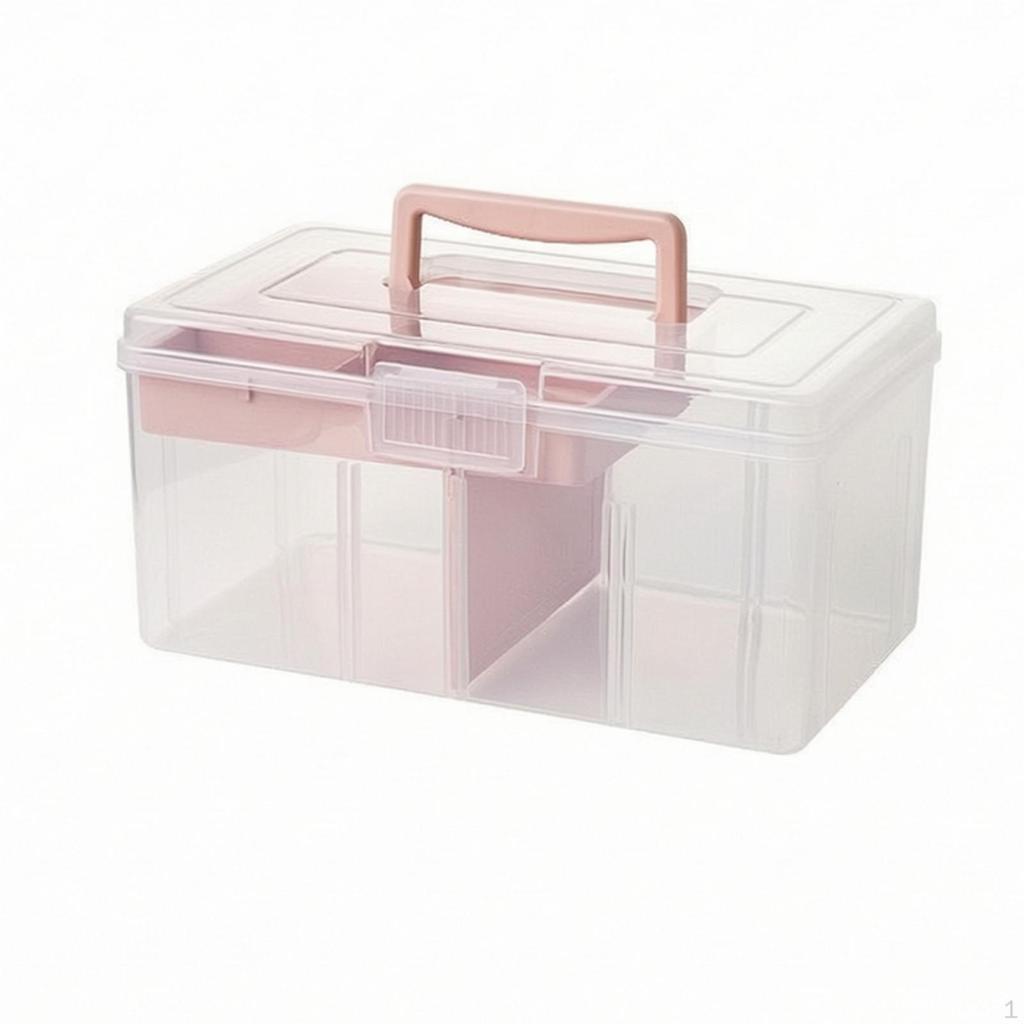 Organizer with Tray Clear Box Handle Transparent Storage for Desktop,
