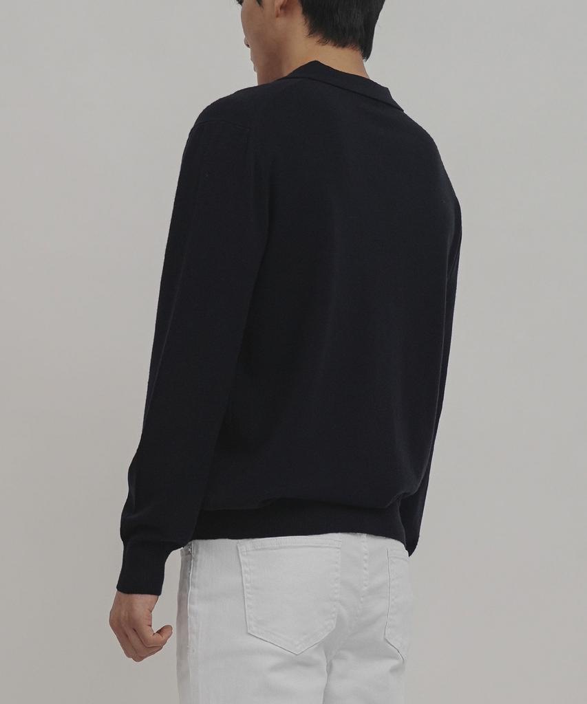 GOLDPERCENT Viscose Soft Cozy Collar Knit (Navy, Men)