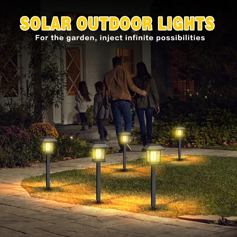 2-12 Piezas Luz LED Solar para Jardín Exterior Lámpara de Césped para Jardín Villa Patio Parque Patio Iluminación Decorativa de Paisaje