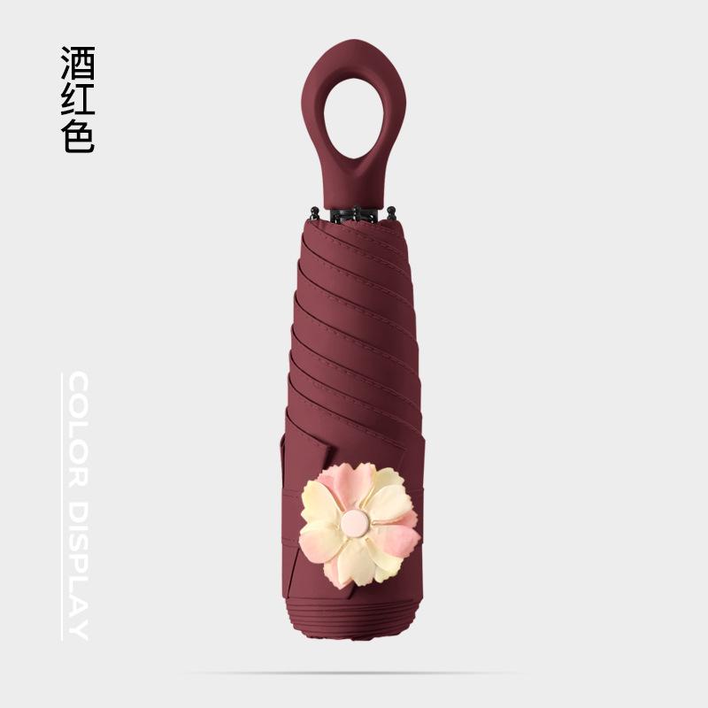 New 50% Off Six Bones Hand Open Vinyl Fabric Sunscreen Umbrella Love Handle Fashion Umbrella Climbing Flower Umbrella