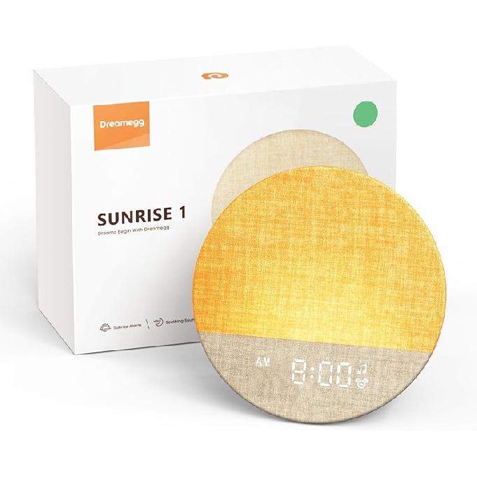 Dreamegg Sunrise 1 - Будильник с восходом солнца, Звуковая машина для сна, Настраиваемые режимы сна, Регулируемый ночник, 29 успокаивающих звуков, Белый шум мятный зеленый