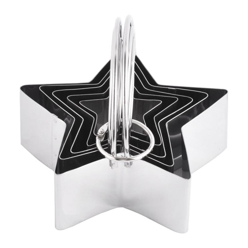 5Pcs/Set Stainless Steel Cookie Cutters with Handle Mousse Cake Baking Mold (BPA Free, No FDA)
