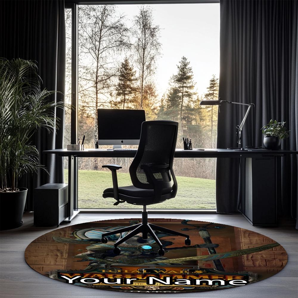 Custom Name Total War Warhammer Printed Round Rug Carpet Chair Rug Area Rug Entryway Doormats,for Office Chair Living Room Bedroom Kitchen Room.