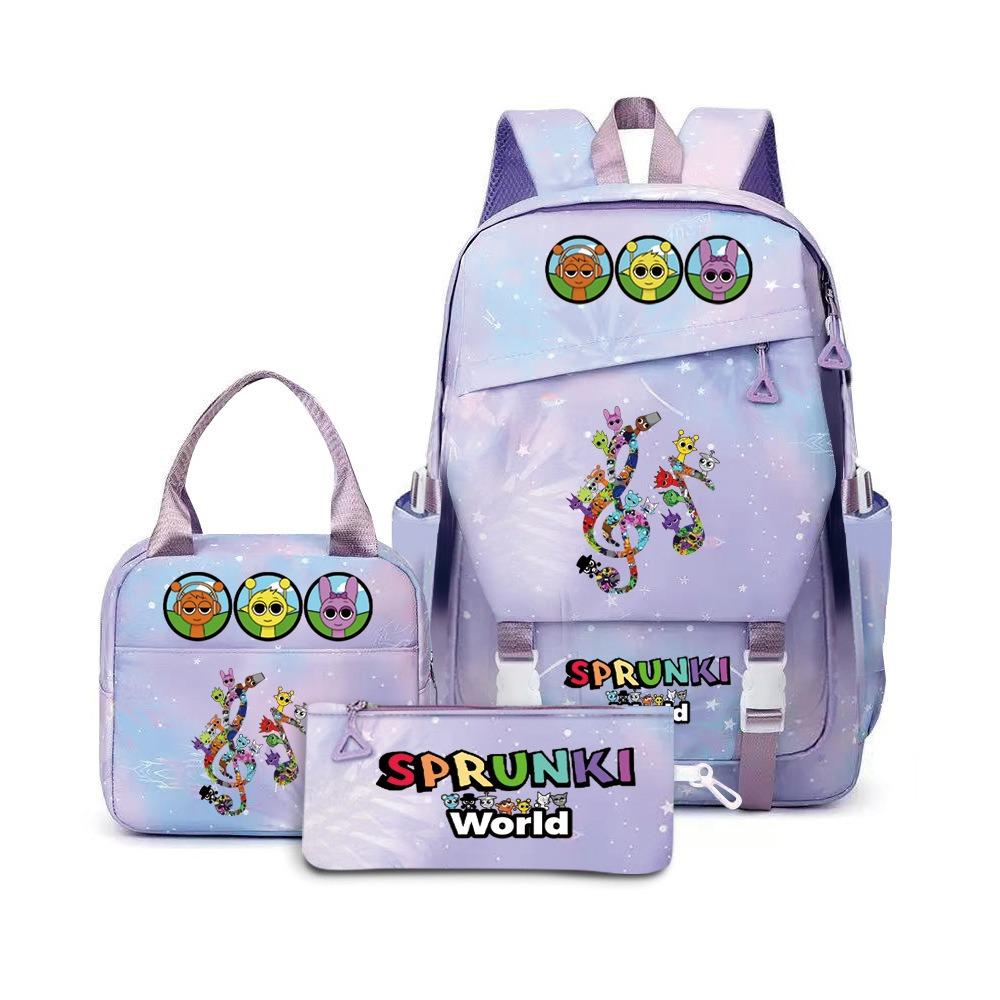 Popular Rhythm Box Sprunki Music Game School Bag Backpack Pencil Bag Three-piece Student Backpack D