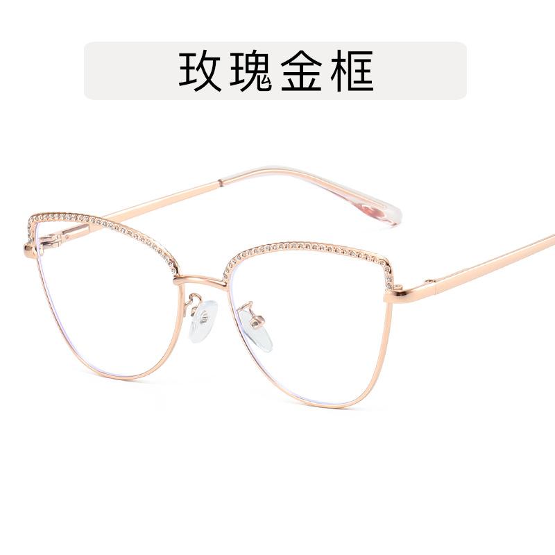 Rhinestone Decoration Women Eyeglasses Cat Eye Shape Anti Blue Light Glasses Frame High Quality Eyeglass Frames for Women