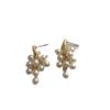 Korea-Inspired Grape Cluster Pearl Tassel Earrings with S925 Silver for Women