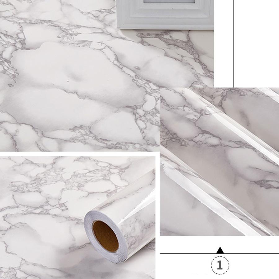 PVC Self-Adhesive Marble Wallpaper Kitchen Tile Stove Waterproof Oilproof Stickers Furniture Desktop Countertop Protective Film