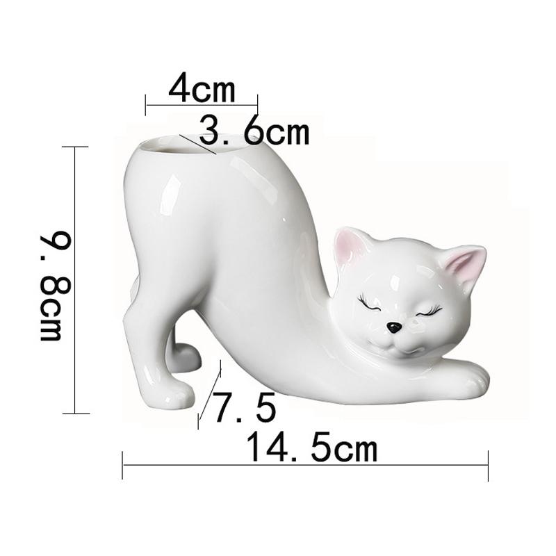 Blumentopf mit Cartoon-Katze, niedlicher Katzenschwanz, Sukkulenten-Pflanztopf, Porzellan, Blumenvase, Blumentopf, Heimdekoration, Zubehör