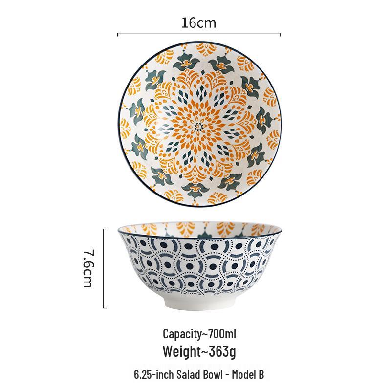 Bohemian Ceramic Noodle Bowl - High-Quality Design for Home or Commercial Use, Creative Tableware.
