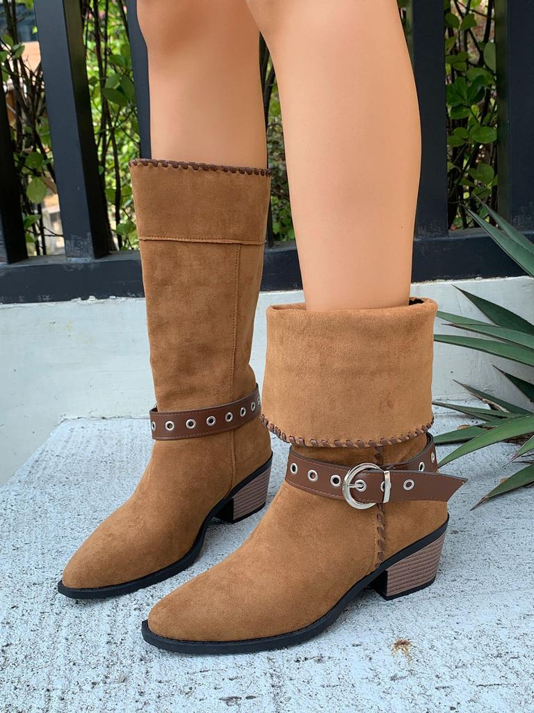 Light luxury niche retro autumn and winter new women's shoes women's boots knight boots women's boots buckle women's boots