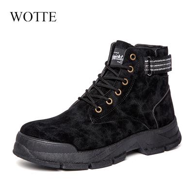 Frühling und Herbst Neue Hochwertige Lederstiefel Herren Lässige Motorrad-Knöchelstiefel für Männer Schnürstiefel Basic Tooling Schuhe Mann