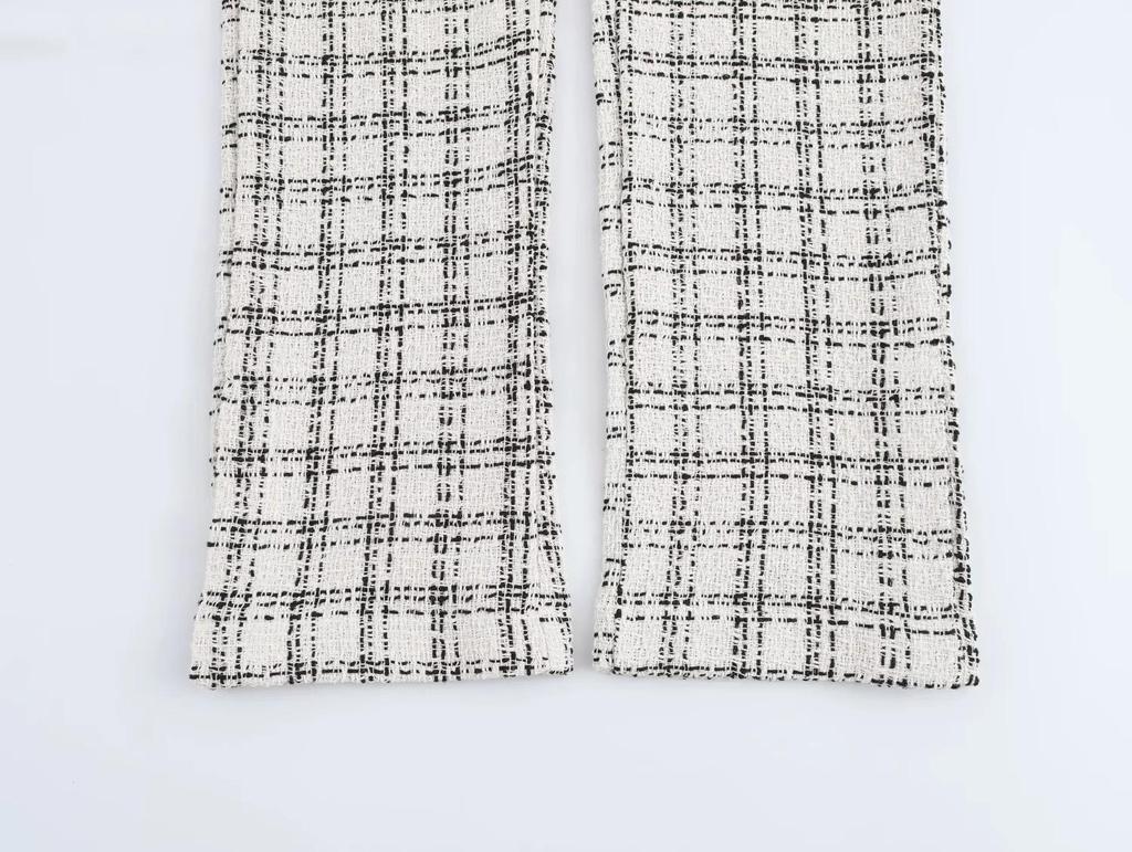 Autumn High Street Style Plaid Vest & High Waist Pants Set