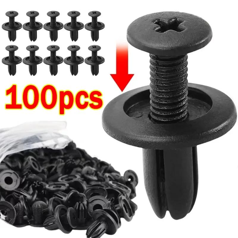 100pcs Plastic Rivets Fasteners Screw 8mm Car Bumper Fender Trim Panel Retainer Fasteners Clips Car Accessories