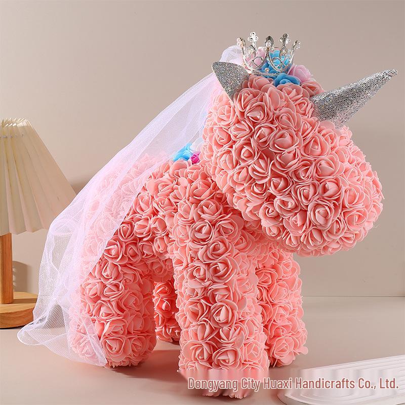 Unicorn Rose Crown: Preserved PE Foam Flower with Veil - Valentine's Day & Qixi Festival Gift
