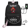 Printed Iron Chain Usbgenshinimpact Yuanshen Backpack Leisure Middle School Student Travel School Bag