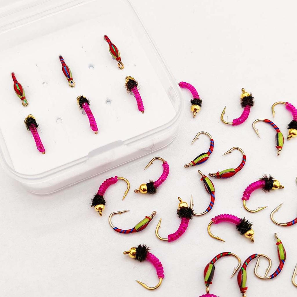 Fly Fishing Flies Bait 6/10Pcs/Set Dry Flies Brass Head Midges Bait&Caddis Midges Bait, for Trout Salmon Pike Fishing Fly Artificial Insect Lures