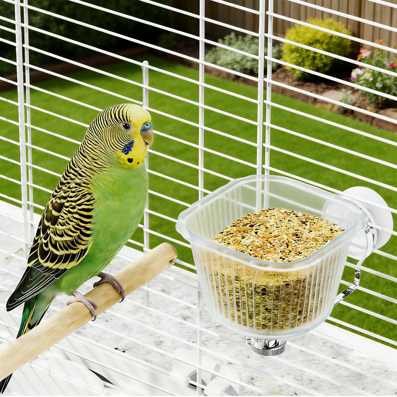 Bird Dishes For Cage Clear Anti-Tip Feeding Bowl Anti-Tip Parakeet Feeder For Cage Food Water Cockatiel Macaw Parakeet Finch