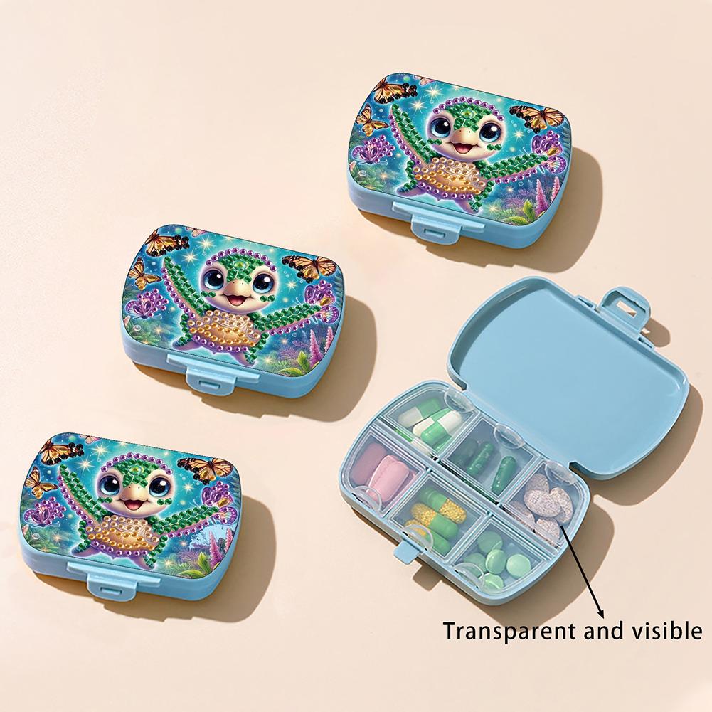 Heart 5D DIY Diamond Painting Dot Pill Case Diamond Painting Pill Dispenser 6 Grid Moisture-proof Pill Organizer for Art Craft