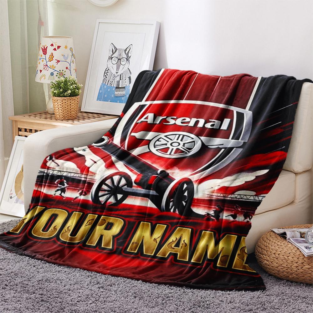 1PC Custom Name Arsenal Patterned Flannel Blanket Suitable For All Seasons for Home Decor Warmth and Comfort Gifts Holiday Present