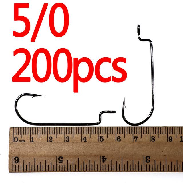 200PCS Enge Lücke Wurm Haken für Carolina Rig Weichen Köder Haken für Bass Fishing Bass Fliegen Binden Haken 5/0 4/0 2/0 2 4 6