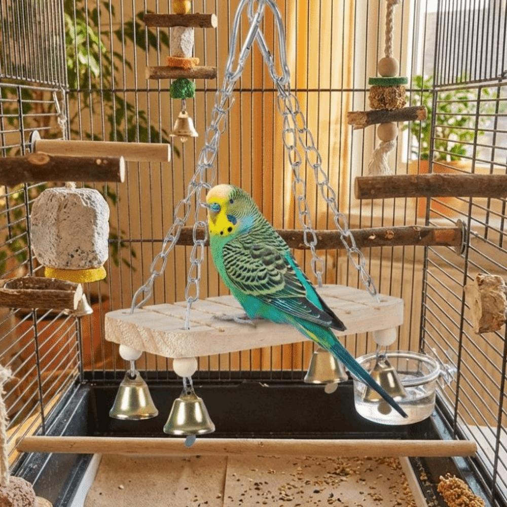 With Hook Bird Hanging Swing Wooden Bird Toy Hammock Parrot Cage Hut  Small Pet Entertainment