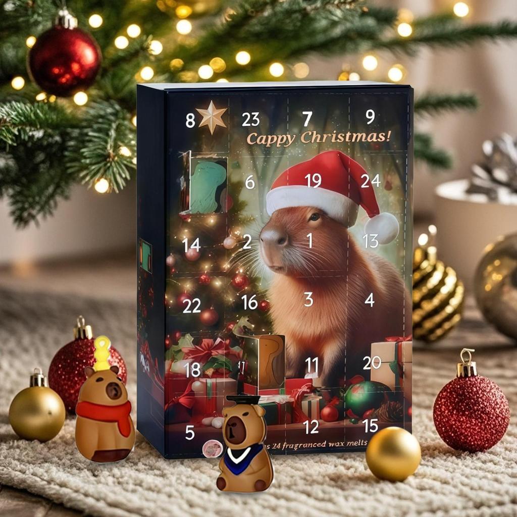 Christmas Advent Capybara 2025 24 Days 3D Seasonal Decoration Advent Countdown Calendar Ornaments for Front Door Office Wreath