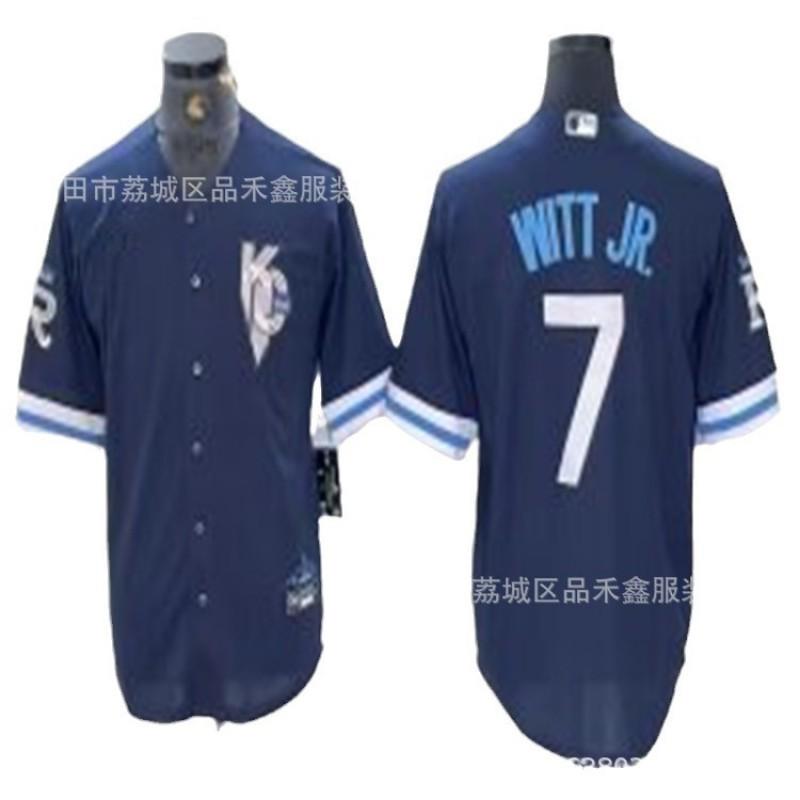 Mens Kansas City Royals MLB Baseball Jersey 7 Witt Jr Cotton Performance Tee Sports Fans Wear