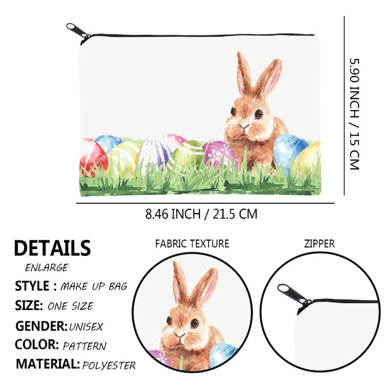 Easter Rabbit Toiletry Bag with Rabbit Pattern Makeup Bag Large Capacity Cosmetics Storage Bag Gift for Girl Women