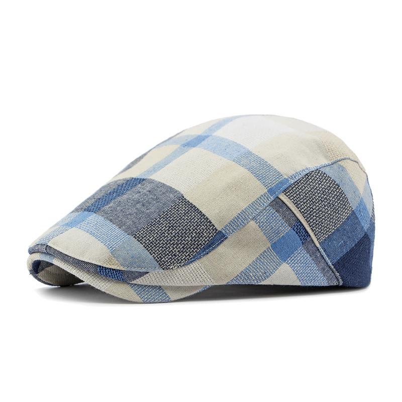 Men Women's Beret Plaid Cap Vintage Paintwork Hat