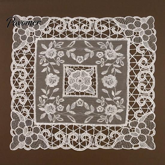 Nakışlı Bardak Altlıkları Retro Dantelli Masa Örtüsü, Beyaz Çiçekli Peçeteler, Masa Matı, Nefes Alabilen Kumaş Tepsi Örtüsü Şeffaf File Peçete Çay Fincanı, Vazo, İçin