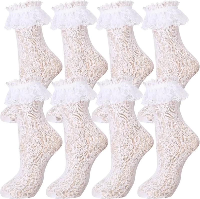 Sexy Lace Mesh Fishnet Socks Mixed Fiber Transparent Stretch Elasticity Ankle Net Yarn Thin Women Cool Socks 1pair=2pcs