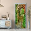 Nature Scenery Door Decal 3D Removable Vinyl Sticker, Adhesive Forest Pathway Wallpaper for Bedroom Entryway