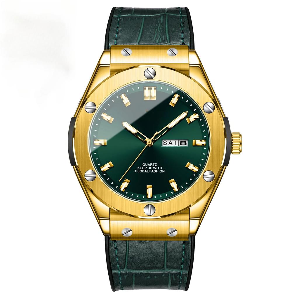 Business Watch Waterproof Luminous Date Calendar Function Men's Stainless Steel Quartz Wristatch
