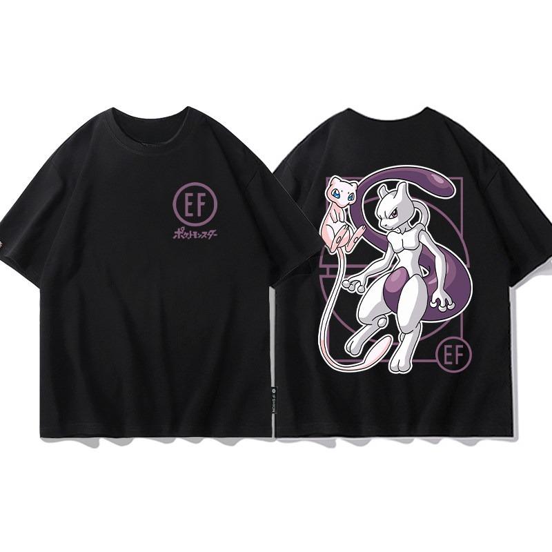 2026 Summer Charizard Evolution Double Side Japnese Anime Print TShirt Cotton Oversized Couple Family Tee for Travel Sports