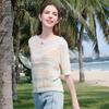 Baitu Women's Striped Short Sleeve Knit Top