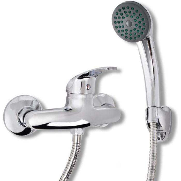 Robinet de douche mural VIDAXL avec pomme de douche amovible - Chrome