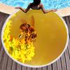 Yellow Bee Round Beach Towel Microfiber Quick Dry Lightweight Cartoon Animal Beach Blanket Throw Roundie Swim Pool Circle Towel