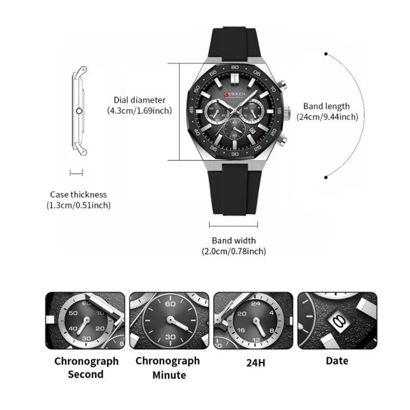CURREN Fashion Men Top Brand Luxury Design Sport Military Quartz Wristwatch Luminous Male Clock