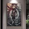 Black and White Japanese Black Samurai Man with Crow Posters and Print Wall Art Canvas Painting for Living Room Cuadros Decor 60 X 40 Cm