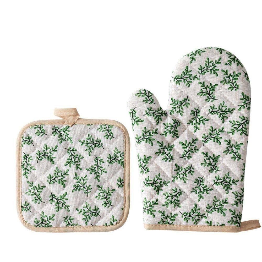 2 pcs Heat-Resistant Microwave Mitten Cotton Lining Insulated Glove  Household